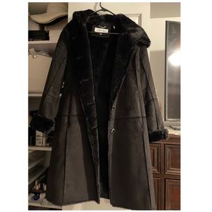 Black Faux Fur Calvin Klein Coat Size xxs